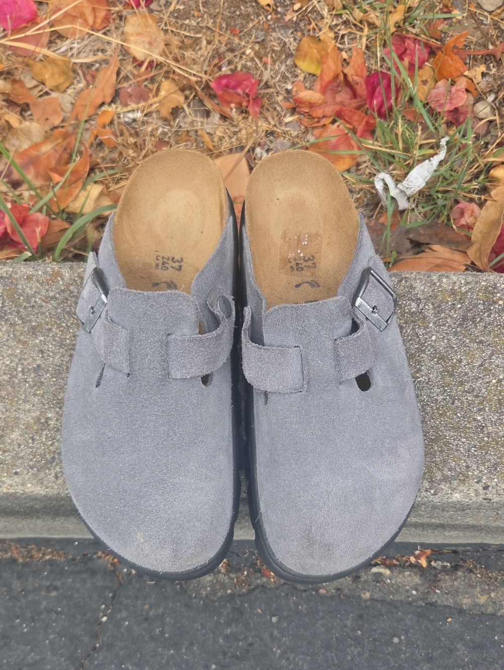 Birkenstock Papillio Boston Chunky Suede Leather Grey Women 6 37